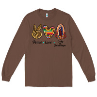Chestnut Peace Love Lady Of Guadalupe Long Sleeve Tee - RanaPortraitStore