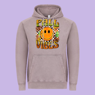 Fall Vibes Smiley Face Vintage Hoodie Designed By Barkaloodesign