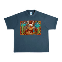 Midnight Navy western christmas reindeer with background Urban Heavy Tee - Jasminsmagicworld