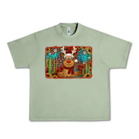 Oil Green western christmas reindeer with background Urban Heavy Tee - Jasminsmagicworld