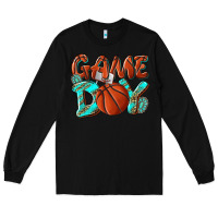Black Game day leopard basketball Long Sleeve Tee - NancyCooperArtShop