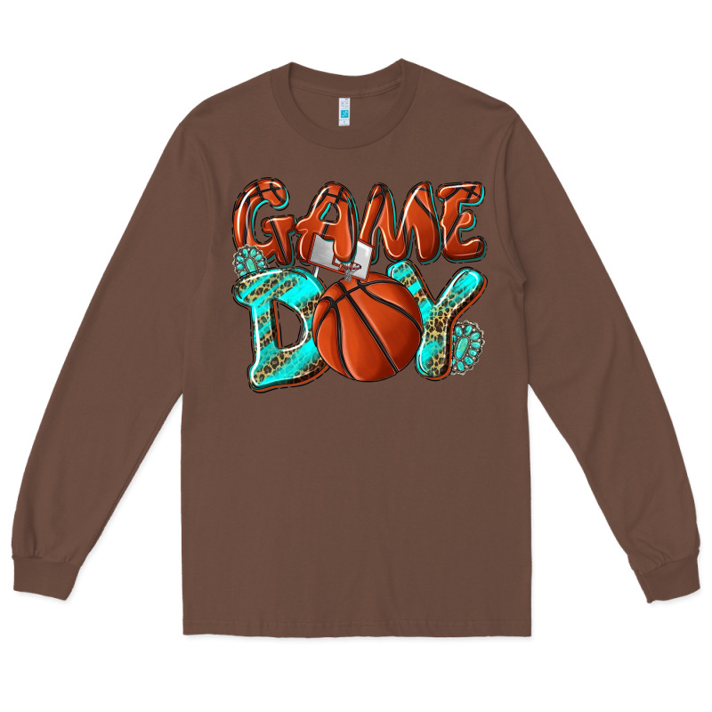 Game Day Leopard Basketball Long Sleeve Tee by NancyCooperArtShop | Teevron