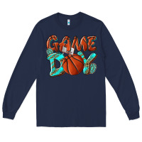 Navy Game day leopard basketball Long Sleeve Tee - NancyCooperArtShop