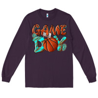 Plum Game day leopard basketball Long Sleeve Tee - NancyCooperArtShop