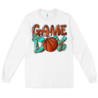 White Game day leopard basketball Long Sleeve Tee - NancyCooperArtShop