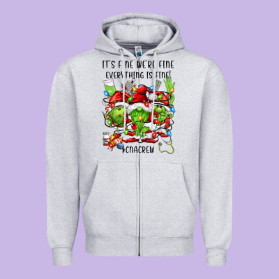 Its Fine Were Fine Everything Is Fine Cnacrew Zipper Hoodie Designed By Fadigitalartstudio