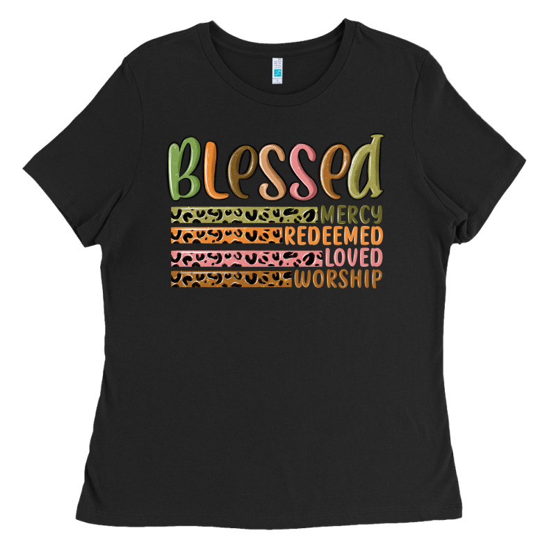Retro Blessed Redeemed Quotes Ladies Tee by MaliasSmallBusiness | Teevron