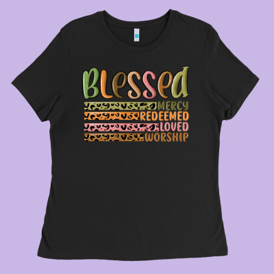 Retro Blessed Redeemed Quotes Ladies Tee Designed By Maliassmallbusiness