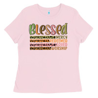 Bubblegum Pink retro blessed redeemed quotes Ladies Tee - MaliasSmallBusiness