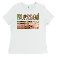 White retro blessed redeemed quotes Ladies Tee - MaliasSmallBusiness