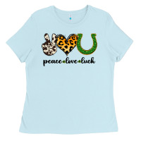 Baby Blue Peace Love Luck Ladies Tee - Jasminsmagicworld