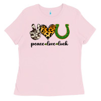 Bubblegum Pink Peace Love Luck Ladies Tee - Jasminsmagicworld