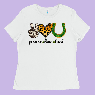 Peace Love Luck Ladies Tee Designed By Jasminsmagicworld
