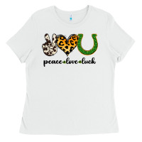 White Peace Love Luck Ladies Tee - Jasminsmagicworld