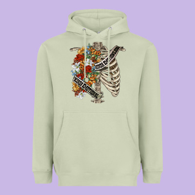 Kinda Emotionless Kinda Emotional Skeleton Chest Heavyweight Hoodie Designed By Fadigitalartstudio