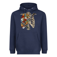 Navy kinda emotionless kinda emotional skeleton chest Heavyweight Hoodie - FaDigitalArtStudio