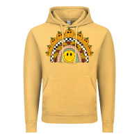 Vintage Mustard fall smiley face groovy rainbow Vintage Hoodie - BarkalooDesign