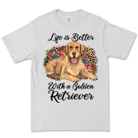 Dove Grey life is better with a golden retriever Premium Tee - JahusDesignShop