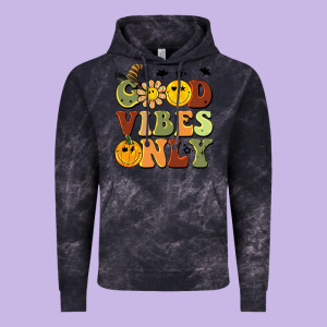 Halloween Good Vibes Only Vintage Hoodie Designed By Barkaloodesign