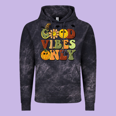 Halloween Good Vibes Only Vintage Hoodie Designed By Barkaloodesign