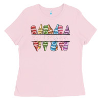 Bubblegum Pink custom crayons Ladies Tee - MaliasSmallBusiness