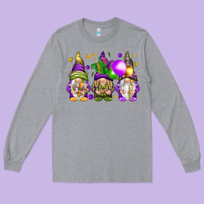 Mardi Gras Gnomes Long Sleeve Tee Designed By Nancycooperartshop