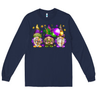 Navy Mardi Gras gnomes Long Sleeve Tee - NancyCooperArtShop