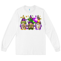 White Mardi Gras gnomes Long Sleeve Tee - NancyCooperArtShop