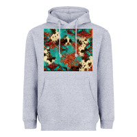 Heather Grey Serape Turquoise Glitter Cowhide  Tooled Leather  Tumbler Heavyweight Hoodie - FaDigitalArtStudio