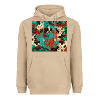 Mushroom Serape Turquoise Glitter Cowhide  Tooled Leather  Tumbler Heavyweight Hoodie - FaDigitalArtStudio