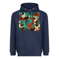 Navy Serape Turquoise Glitter Cowhide  Tooled Leather  Tumbler Heavyweight Hoodie - FaDigitalArtStudio