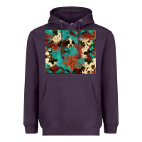 Plum Serape Turquoise Glitter Cowhide  Tooled Leather  Tumbler Heavyweight Hoodie - FaDigitalArtStudio