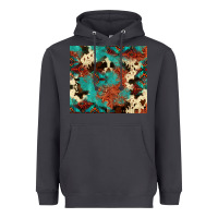 Smoke Serape Turquoise Glitter Cowhide  Tooled Leather  Tumbler Heavyweight Hoodie - FaDigitalArtStudio