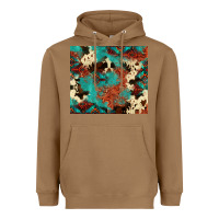 Toasted Coconut Serape Turquoise Glitter Cowhide  Tooled Leather  Tumbler Heavyweight Hoodie - FaDigitalArtStudio