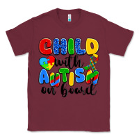 Burgundy child with autism on board Classic Tee - Artiststas