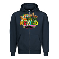 Navy Viva Mexico Zipper Hoodie - FaDigitalArtStudio