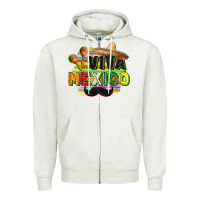 Oatmeal Heather Viva Mexico Zipper Hoodie - FaDigitalArtStudio