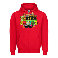 Red Viva Mexico Zipper Hoodie - FaDigitalArtStudio
