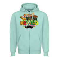 Seafoam Viva Mexico Zipper Hoodie - FaDigitalArtStudio