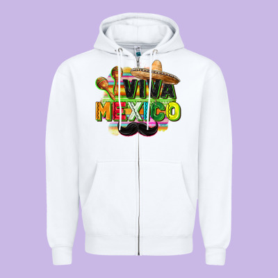 Viva Mexico Zipper Hoodie Designed By Fadigitalartstudio