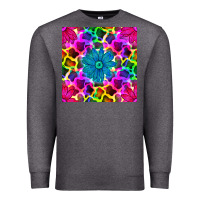 Charcoal Heather neon cowhide with flower seamless pattern Premium Sweatshirt - BundleAndBundleShop