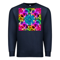 Navy neon cowhide with flower seamless pattern Premium Sweatshirt - BundleAndBundleShop