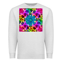 Oatmeal Heather neon cowhide with flower seamless pattern Premium Sweatshirt - BundleAndBundleShop