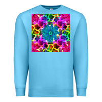 Ocean Blue neon cowhide with flower seamless pattern Premium Sweatshirt - BundleAndBundleShop