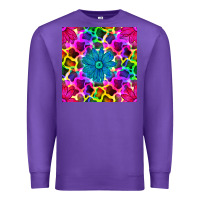 Purple neon cowhide with flower seamless pattern Premium Sweatshirt - BundleAndBundleShop