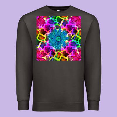 Neon Cowhide With Flower Seamless Pattern Premium Sweatshirt Designed By Bundleandbundleshop