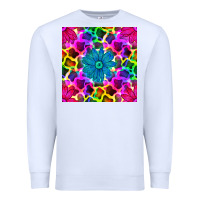 White neon cowhide with flower seamless pattern Premium Sweatshirt - BundleAndBundleShop
