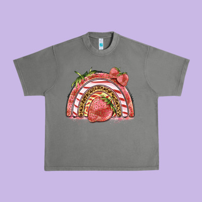 Strawberry Rainbow Urban Heavy Tee Designed By Barkaloodesign