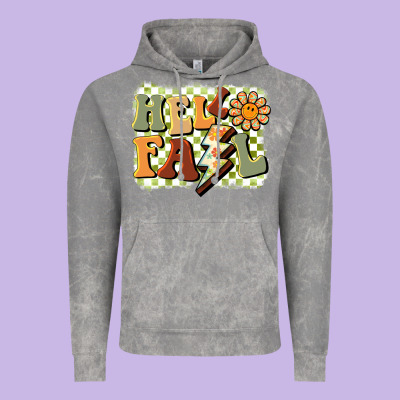 Groovy Hello Fall Vintage Hoodie Designed By Barkaloodesign