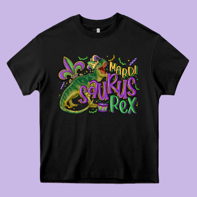 Mardi Saurus Rex Mardi Gras Heavy Core Tee Designed By Maliassmallbusiness